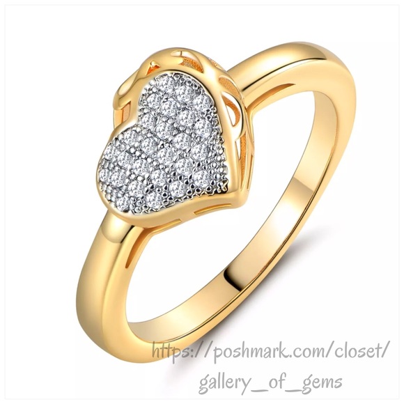 ✨Size 6✨Swarovski Crystal 18K Gold Heart Ring! - Picture 4 of 7